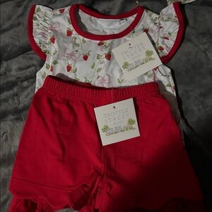 Trotter Street Kids Strawberry Delight Matching Set - Red and White
